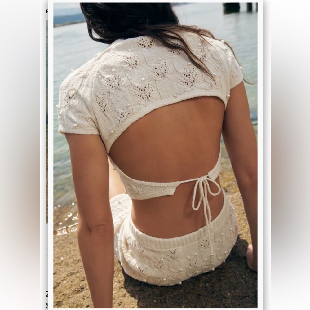 Zara Cream Knit Open-Back Set